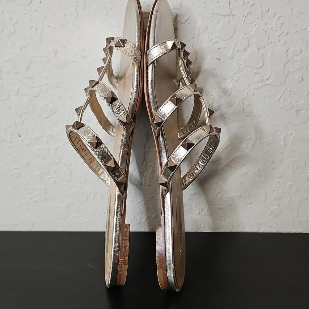Valentino Garavani Rockstud Slide Sandals, Size 37 1/2 (7.5)